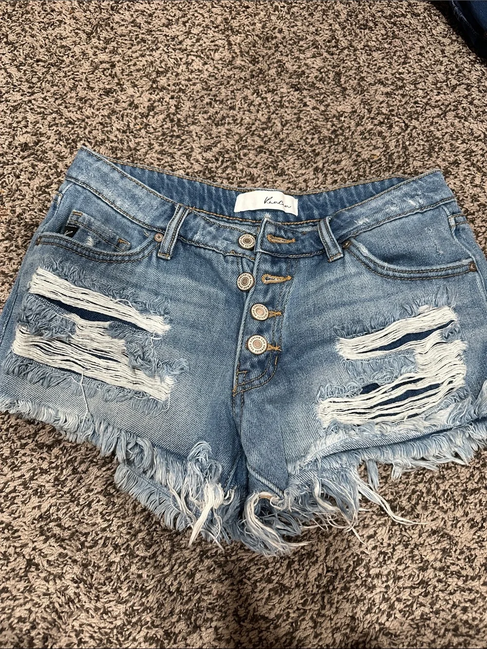 KanCan Light Wash Distressed Denim Cutoff Shorts
